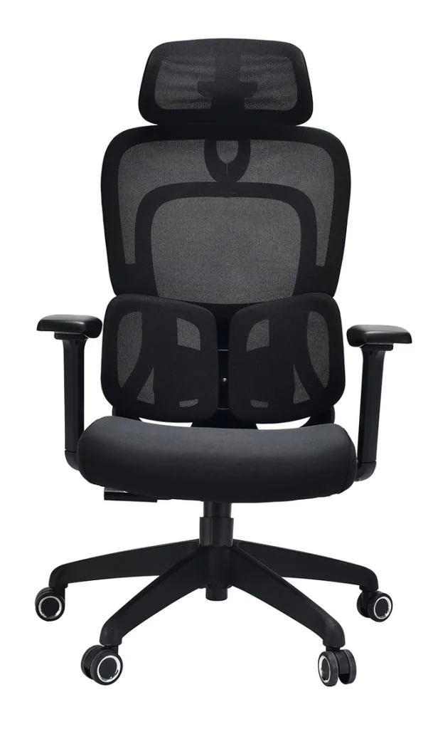 Fauteuil maille MGA1096 – triple soutien lombaire 5 hauteurs, têtière 2D, accoudoirs 4D, base chromée