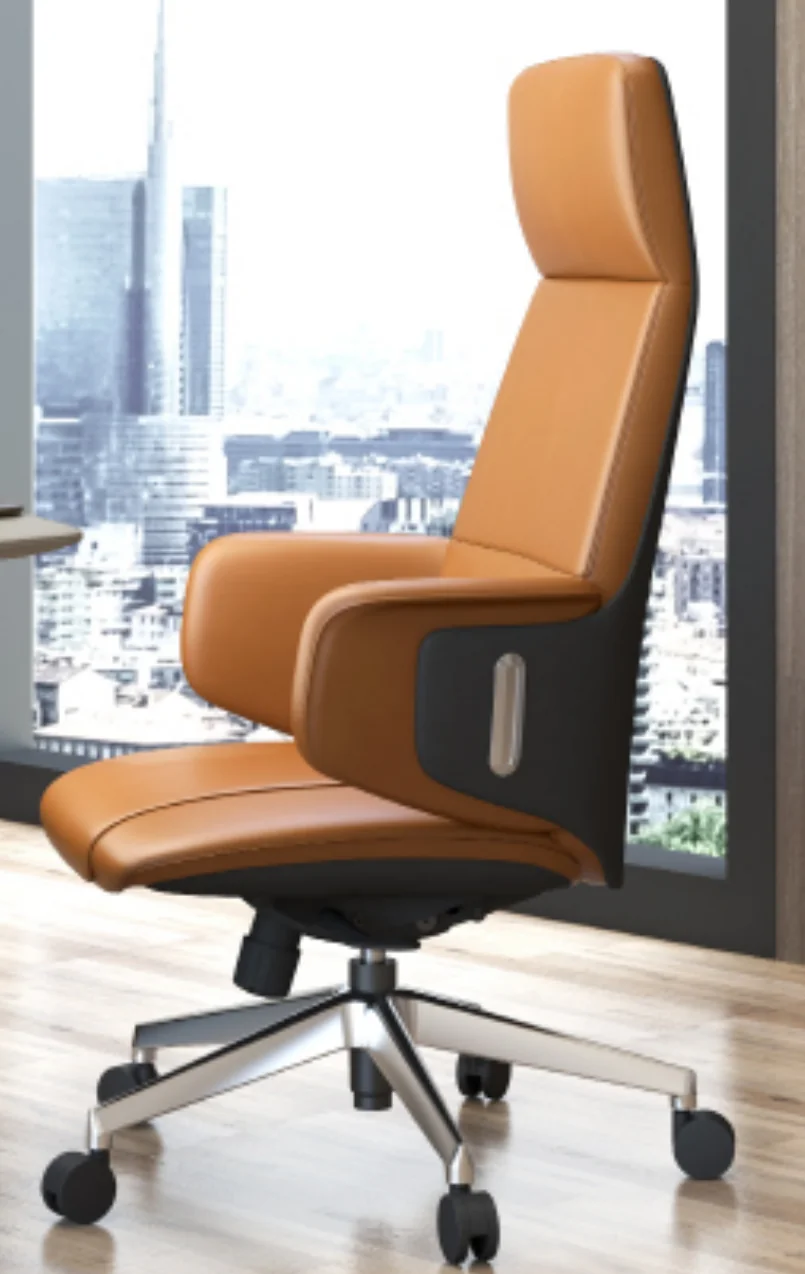 High back executive chair AM 2416A – PU leather, integrated headrest