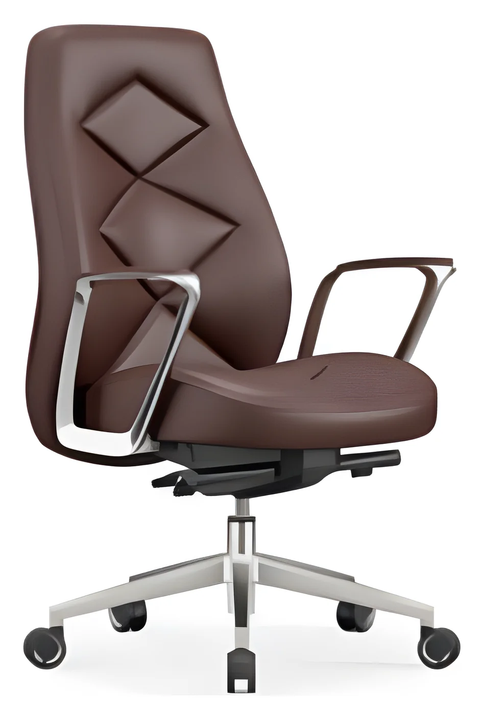 Fauteuil de direction AM 2328B – dossier moyen, cuir PU (Marron (surpiqûres losange))