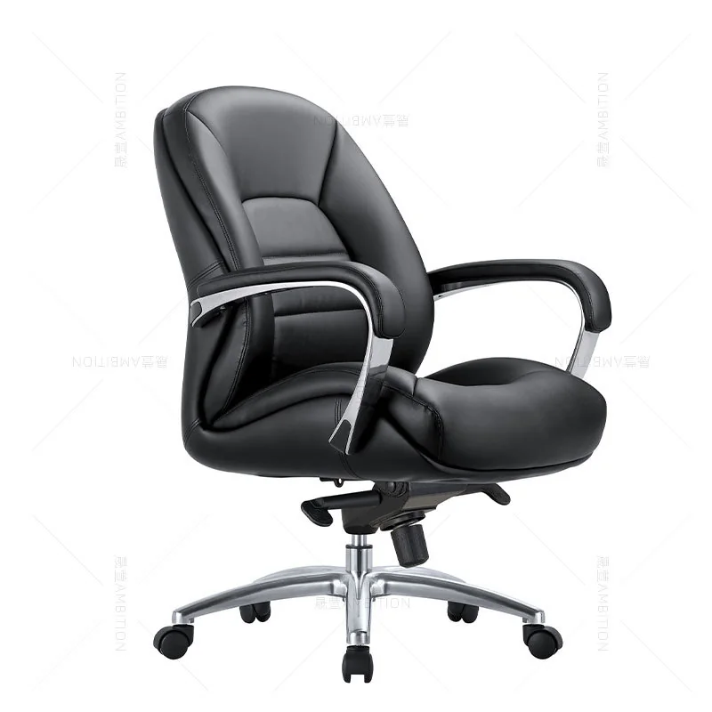 [AMBITION-AM-188B] Medium back PU leather executive chair AM 188B – 4-position synchro-tilt, 350 mm aluminum base, 270-10
