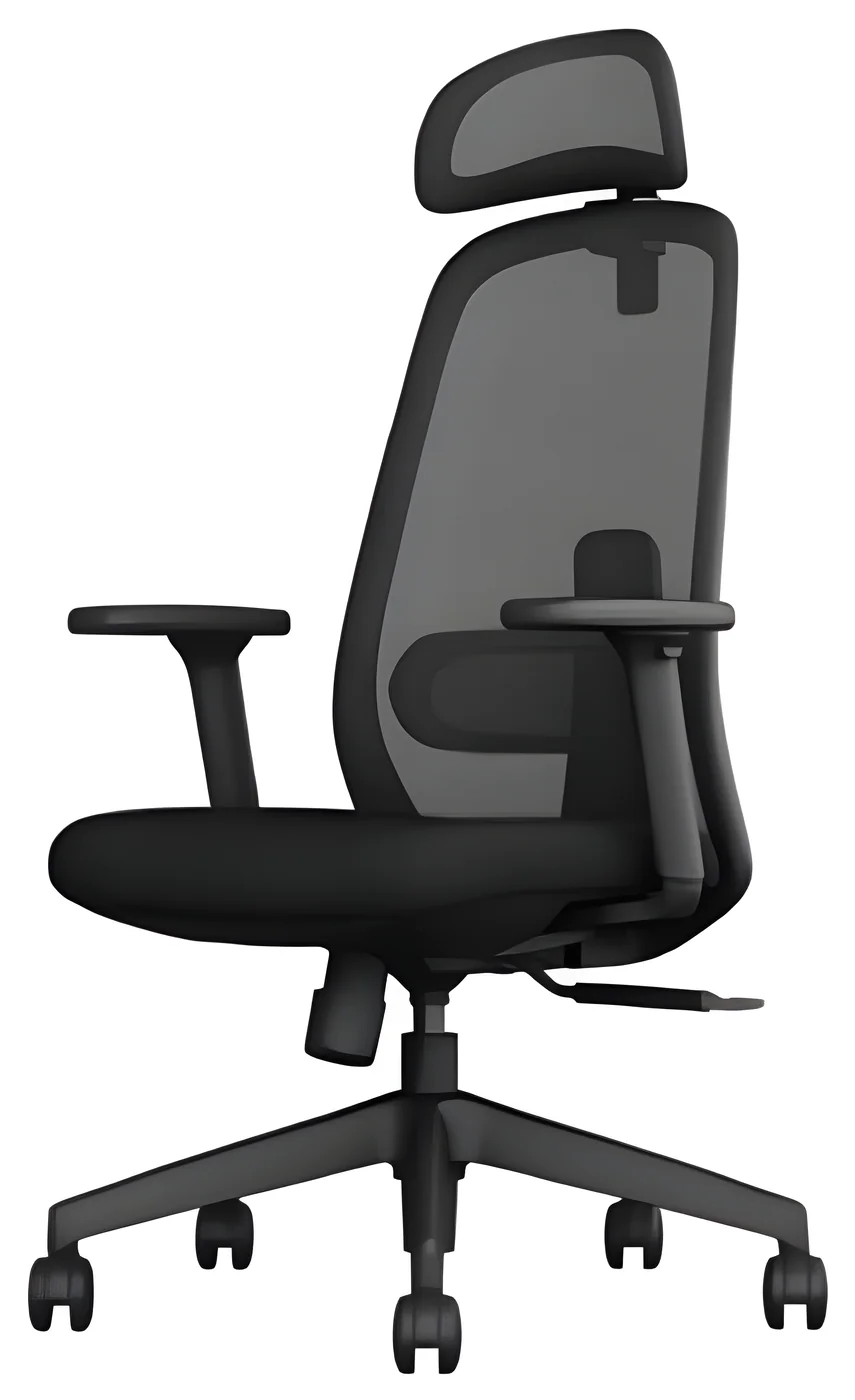 Siège ergonomique AM 828A – dossier haut, résille, têtière réglable (Noir (résille))