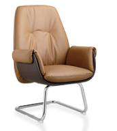 [AMBITION-AM-1921C-MARRONFO] Chaise visiteur enveloppante cuir PU AM 1921C – accoudoirs intégrés, luge chromée, noir ou marron foncé (Marron foncé intégral (270-10))