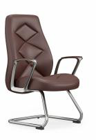 [AMBITION-AM-2328C-MARRONFO] Chaise visiteur cuir PU AM 2328C – dossier capitonné losanges, accoudoirs alu, luge chromée, noir ou marron (Marron foncé (270-10))