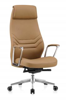 [AMBITION-AM-2405A-MARRONFO] Fauteuil de direction cuir PU dossier haut AM 2405A – synchrone 4 positions, accoudoirs alu, roulettes 60 mm (Marron foncé (270-10))
