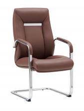 [AMBITION-AM-1828C-CAMELCOM] PU leather visitor chair AM 1828C – chrome frame, soft armrest pads, dark brown 270-32 or camel (Camel (as AM 188A in the showroom))