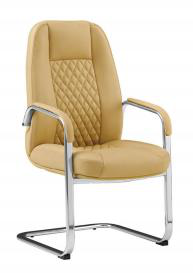 [AMBITION-AM-1712C-MARRONFO] Chaise visiteur cuir PU AM 1712C – piètement luge chromé, accoudoirs souples, noir 270-01 ou marron 270-10 (Marron foncé (270-10))