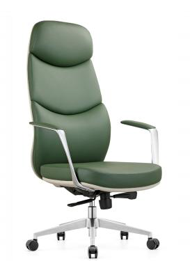 [AMBITION-AM-2410A-1-NOIR2700] Clean-design PU executive chair AM 2410A-1 – aluminum connectors, 4-position synchro-tilt, black or off-white (Black (270-01))